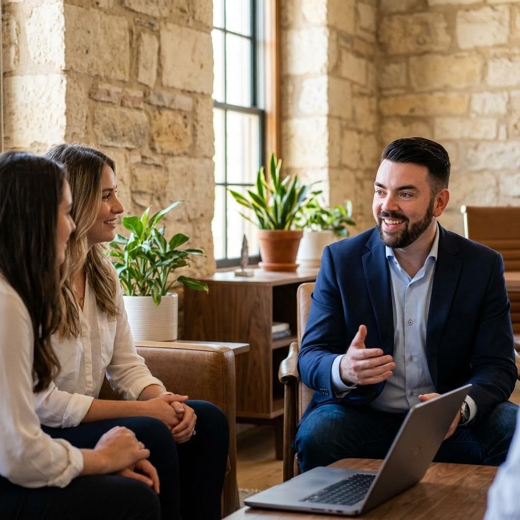 AI assisted editorial depiction of John P. Cronin discussing leadership alignment