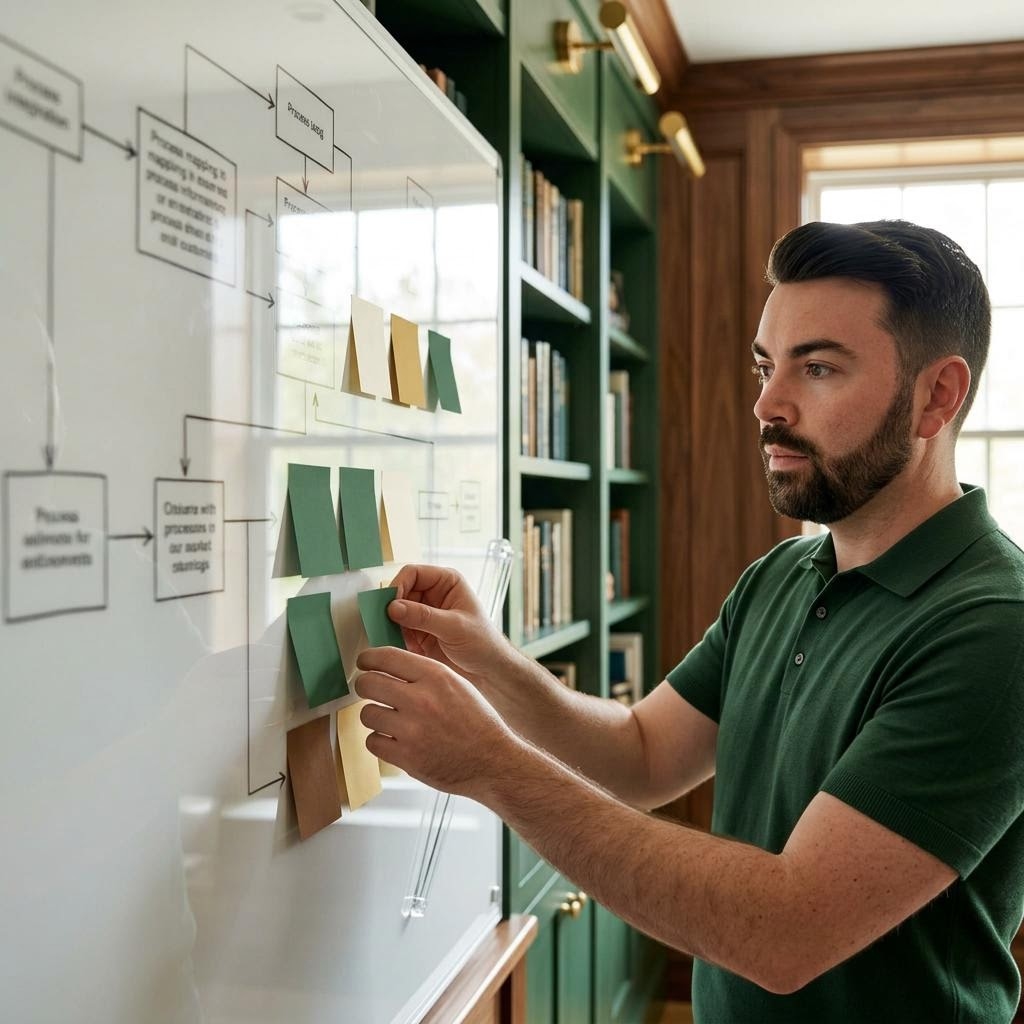 AI assisted editorial depiction of John P. Cronin discussing redesign operating model for ai