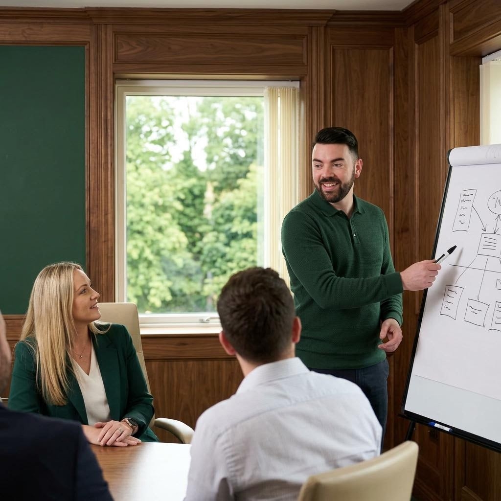 AI assisted editorial depiction of John P. Cronin discussing principles