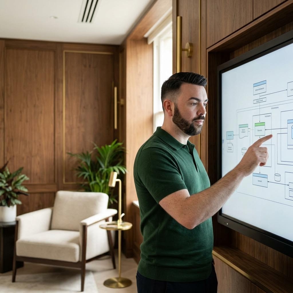 AI assisted editorial depiction of John P. Cronin reviewing software architecture