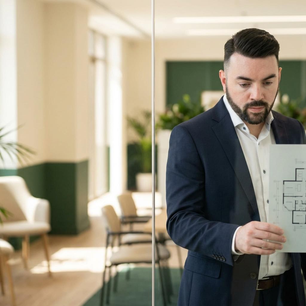 AI assisted editorial depiction of John P. Cronin reviewing technology architecture in a modern workspace