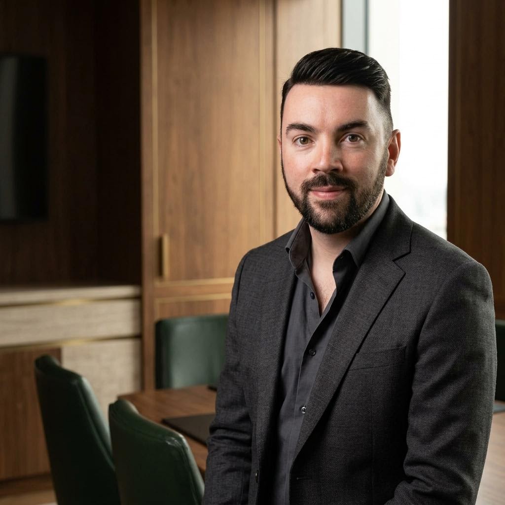 AI assisted editorial portrait of John P. Cronin in an executive boardroom
